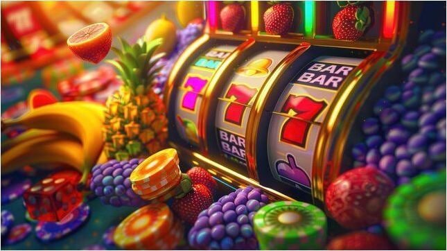 f61 com Online Slots တွင် Myanmar ကစားသမားတစ်ဦး slot reels လှည့်ကာ jackpot ကြိုးစားနေသော မြင်ကွင်း